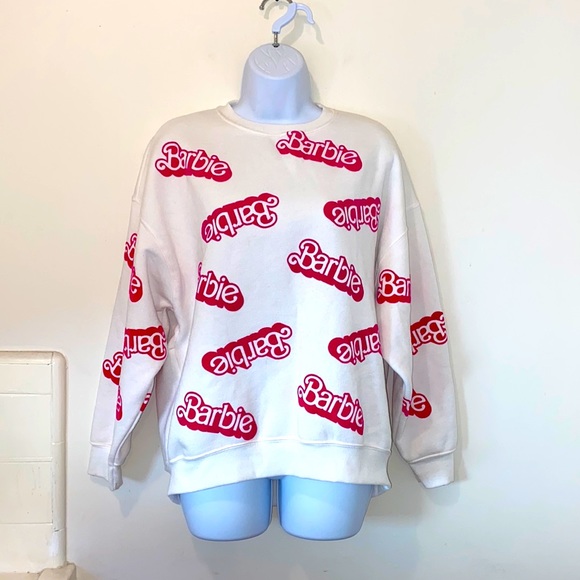 Zara Other - Zara Girls 13/14 Barbie White Crewneck Sweatshirt w/Hot Pink “Barbie” Logo
